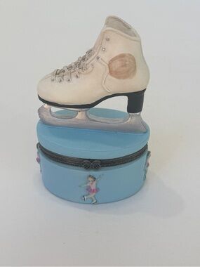 Vintage Ice Capades 1983 Trinket Box by Roman Inc Skate On Top, sm. Skate Inside